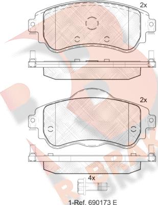 R Brake RB2027 - Bremžu uzliku kompl., Disku bremzes adetalas.lv