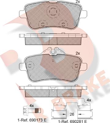 R Brake RB2072-066 - Bremžu uzliku kompl., Disku bremzes adetalas.lv