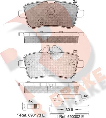 R Brake RB2072-200 - Bremžu uzliku kompl., Disku bremzes adetalas.lv