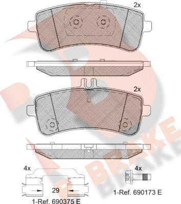 R Brake RB2145-202 - Bremžu uzliku kompl., Disku bremzes adetalas.lv