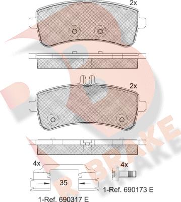 R Brake RB2145 - Bremžu uzliku kompl., Disku bremzes adetalas.lv