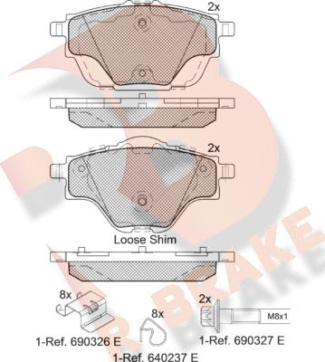 R Brake RB2161 - Bremžu uzliku kompl., Disku bremzes adetalas.lv