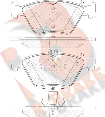 R Brake RB2114 - Bremžu uzliku kompl., Disku bremzes adetalas.lv