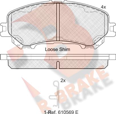 R Brake RB2181 - Bremžu uzliku kompl., Disku bremzes adetalas.lv