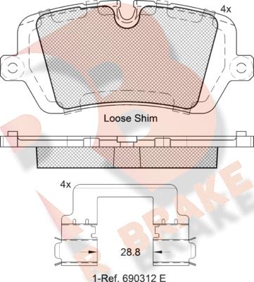 R Brake RB2120 - Bremžu uzliku kompl., Disku bremzes adetalas.lv