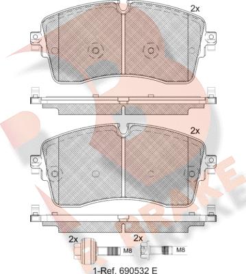 R Brake RB2335-200 - Bremžu uzliku kompl., Disku bremzes adetalas.lv