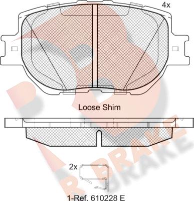 R Brake RB2200 - Bremžu uzliku kompl., Disku bremzes adetalas.lv