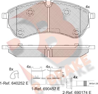 R Brake RB2284 - Bremžu uzliku kompl., Disku bremzes adetalas.lv