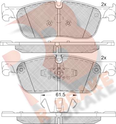 R Brake RB2236 - Bremžu uzliku kompl., Disku bremzes adetalas.lv