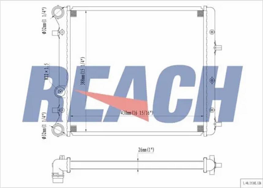 REACH 1.40.15182.126 - Radiators, Motora dzesēšanas sistēma adetalas.lv