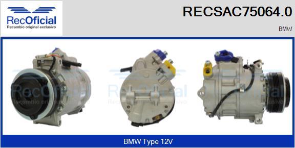 RECOFICIAL RECSAC75064.0 - Kompresors, Gaisa kond. sistēma adetalas.lv