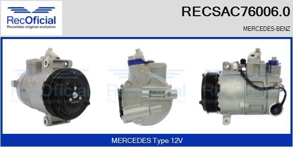 RECOFICIAL RECSAC76006.0 - Kompresors, Gaisa kond. sistēma adetalas.lv