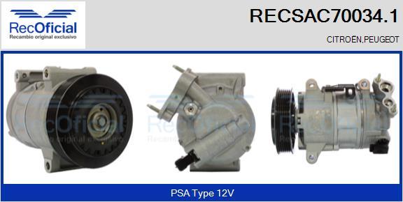 RECOFICIAL RECSAC70034.1 - Kompresors, Gaisa kond. sistēma adetalas.lv