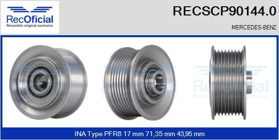 RECOFICIAL RECSCP90144.0 - Piedziņas skriemelis, Ģenerators adetalas.lv