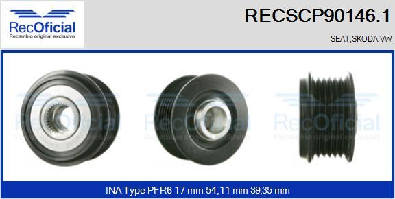 RECOFICIAL RECSCP90146.1 - Piedziņas skriemelis, Ģenerators adetalas.lv