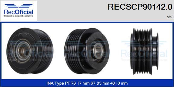 RECOFICIAL RECSCP90142.0 - Piedziņas skriemelis, Ģenerators adetalas.lv