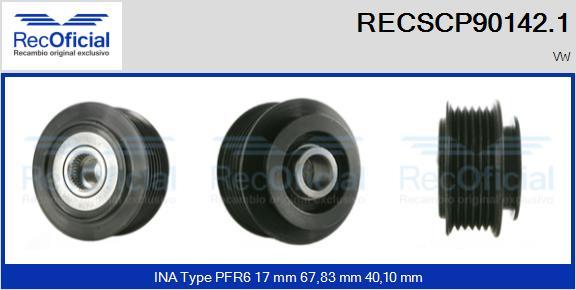 RECOFICIAL RECSCP90142.1 - Piedziņas skriemelis, Ģenerators adetalas.lv