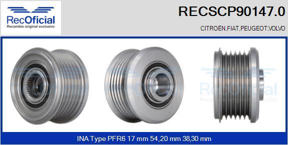 RECOFICIAL RECSCP90147.0 - Piedziņas skriemelis, Ģenerators adetalas.lv