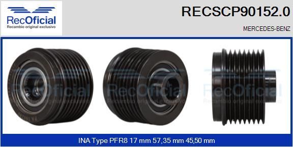 RECOFICIAL RECSCP90152.0 - Piedziņas skriemelis, Ģenerators adetalas.lv