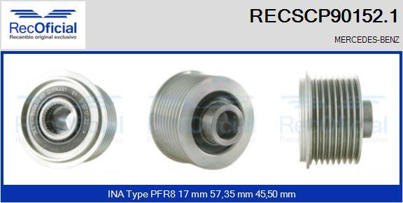 RECOFICIAL RECSCP90152.1 - Piedziņas skriemelis, Ģenerators adetalas.lv