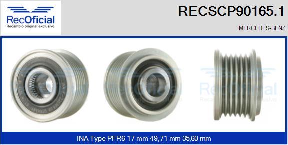 RECOFICIAL RECSCP90165.1 - Piedziņas skriemelis, Ģenerators adetalas.lv