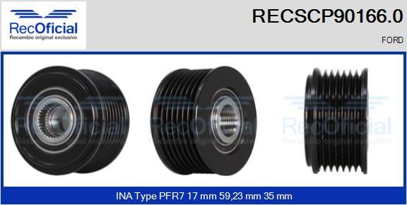 RECOFICIAL RECSCP90166.0 - Piedziņas skriemelis, Ģenerators adetalas.lv