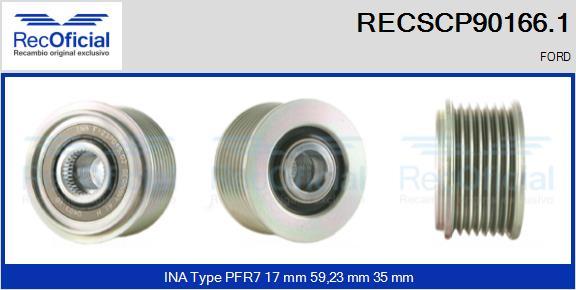 RECOFICIAL RECSCP90166.1 - Piedziņas skriemelis, Ģenerators adetalas.lv