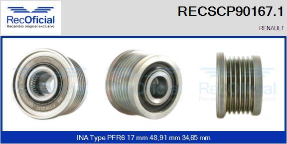 RECOFICIAL RECSCP90167.1 - Piedziņas skriemelis, Ģenerators adetalas.lv