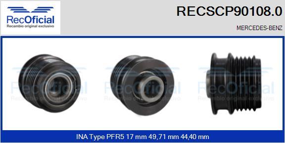 RECOFICIAL RECSCP90108.0 - Piedziņas skriemelis, Ģenerators adetalas.lv