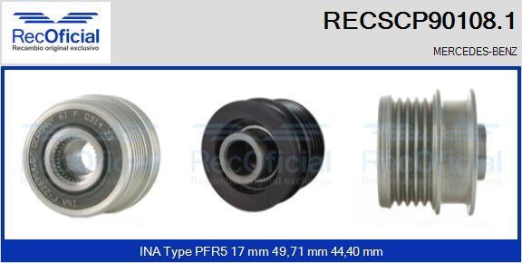 RECOFICIAL RECSCP90108.1 - Piedziņas skriemelis, Ģenerators adetalas.lv