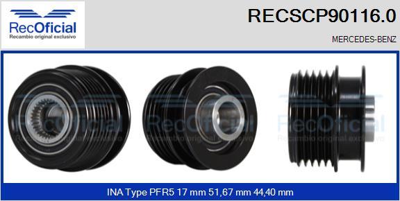 RECOFICIAL RECSCP90116.0 - Piedziņas skriemelis, Ģenerators adetalas.lv