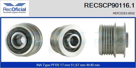 RECOFICIAL RECSCP90116.1 - Piedziņas skriemelis, Ģenerators adetalas.lv