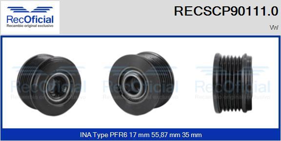 RECOFICIAL RECSCP90111.0 - Piedziņas skriemelis, Ģenerators adetalas.lv