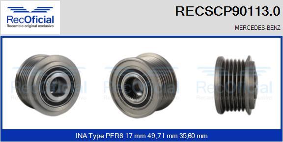 RECOFICIAL RECSCP90113.0 - Piedziņas skriemelis, Ģenerators adetalas.lv