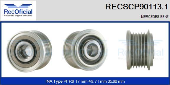 RECOFICIAL RECSCP90113.1 - Piedziņas skriemelis, Ģenerators adetalas.lv