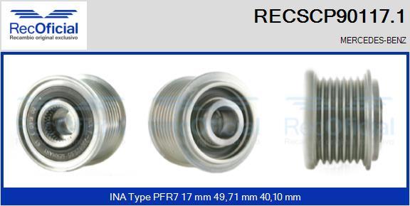 RECOFICIAL RECSCP90117.1 - Piedziņas skriemelis, Ģenerators adetalas.lv