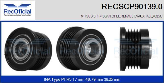 RECOFICIAL RECSCP90139.0 - Piedziņas skriemelis, Ģenerators adetalas.lv