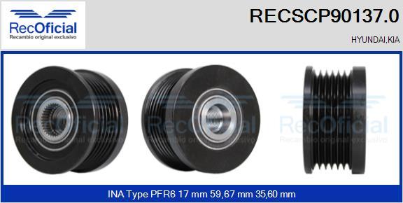 RECOFICIAL RECSCP90137.0 - Piedziņas skriemelis, Ģenerators adetalas.lv