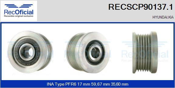 RECOFICIAL RECSCP90137.1 - Piedziņas skriemelis, Ģenerators adetalas.lv