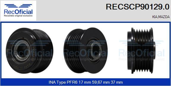 RECOFICIAL RECSCP90129.0 - Piedziņas skriemelis, Ģenerators adetalas.lv