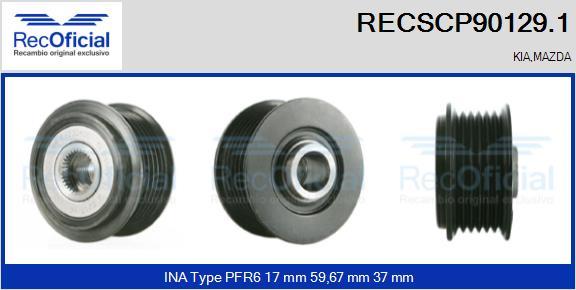 RECOFICIAL RECSCP90129.1 - Piedziņas skriemelis, Ģenerators adetalas.lv