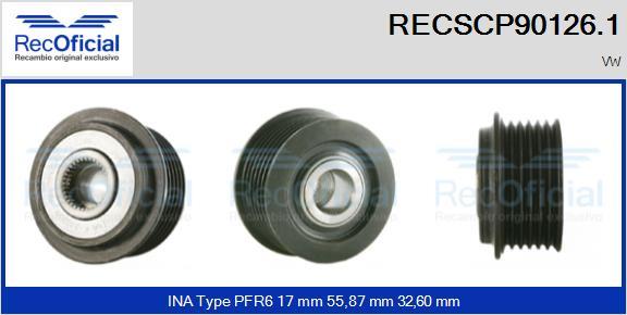 RECOFICIAL RECSCP90126.1 - Piedziņas skriemelis, Ģenerators adetalas.lv