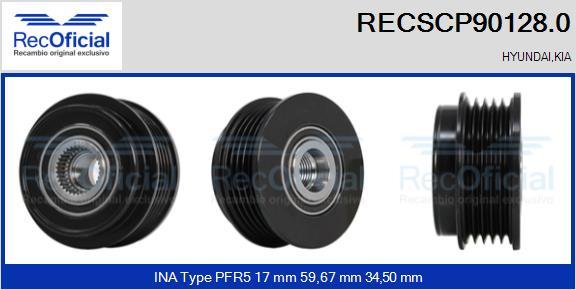 RECOFICIAL RECSCP90128.0 - Piedziņas skriemelis, Ģenerators adetalas.lv