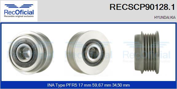 RECOFICIAL RECSCP90128.1 - Piedziņas skriemelis, Ģenerators adetalas.lv