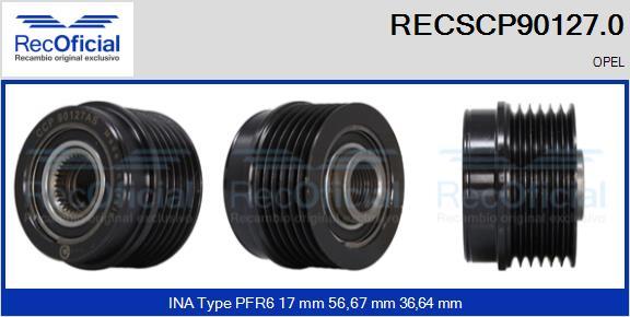 RECOFICIAL RECSCP90127.0 - Piedziņas skriemelis, Ģenerators adetalas.lv