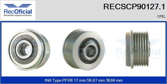 RECOFICIAL RECSCP90127.1 - Piedziņas skriemelis, Ģenerators adetalas.lv