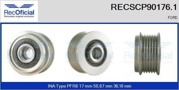 RECOFICIAL RECSCP90176.1 - Piedziņas skriemelis, Ģenerators adetalas.lv