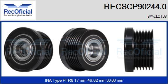 RECOFICIAL RECSCP90244.0 - Piedziņas skriemelis, Ģenerators adetalas.lv