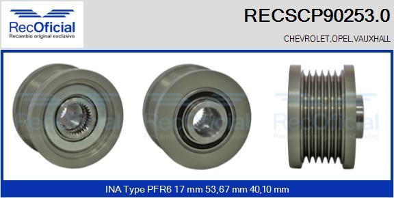 RECOFICIAL RECSCP90253.0 - Piedziņas skriemelis, Ģenerators adetalas.lv