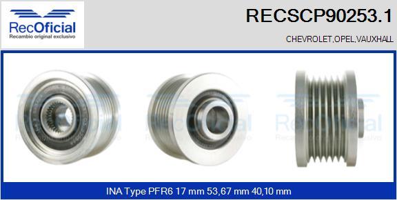 RECOFICIAL RECSCP90253.1 - Piedziņas skriemelis, Ģenerators adetalas.lv